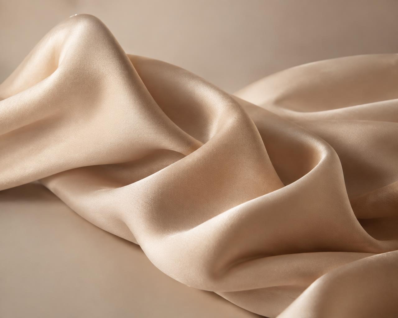 Placeholder editorial image: warm neutral silk sculpted into soft curves